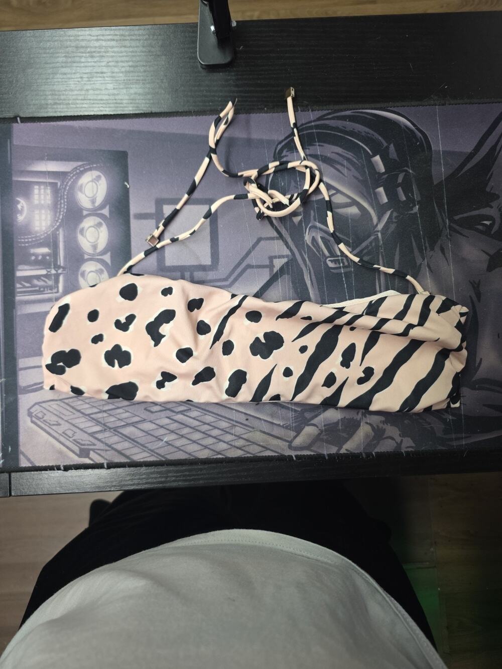 Medium Valentino Animal Stripe/spot Pinkish Beige Bikini Top